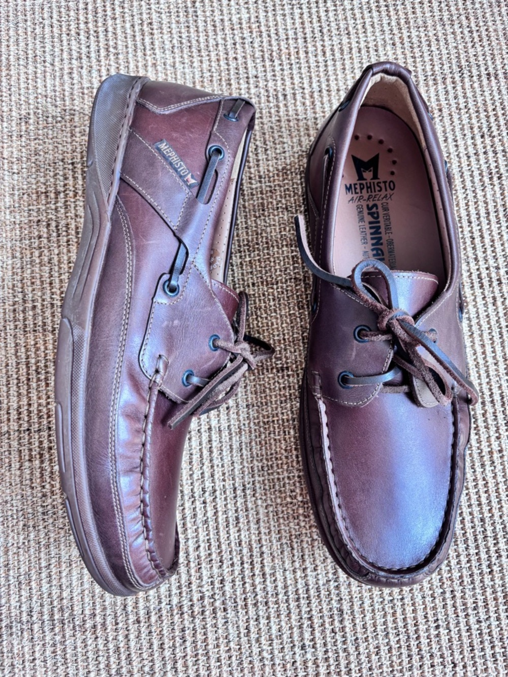 Mephisto Spinnaker Men’s Genuine Leather Boat Shoes Air-Relax Brown Size 12 EUC